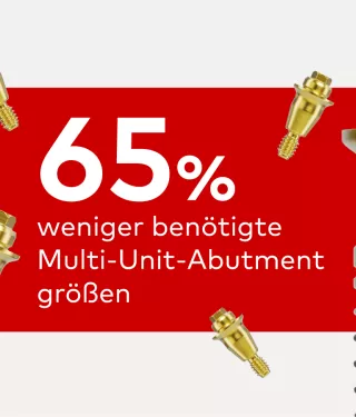 65 % weniger benötigte Multi‑Unit‑Abutmentgrößen