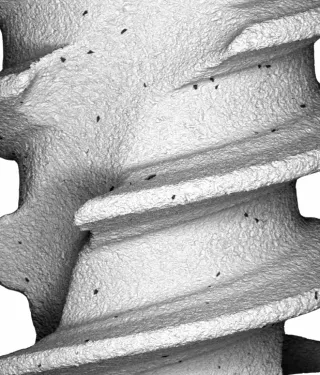 Implant surface under microscope