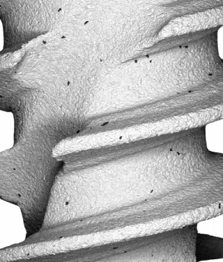Implant surface under microscope