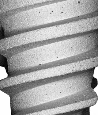 Implant surface under microscope