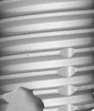 Implant surface under microscope