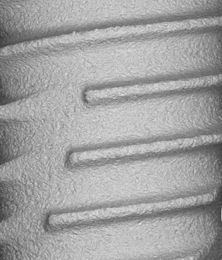 Implant surface under microscope