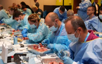 Nobel Biocare dental professionals taking part in a hands-on at the 2024 Envista Summit in Barcelona