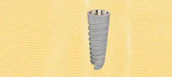 NobelActive dental implant with a yellow background