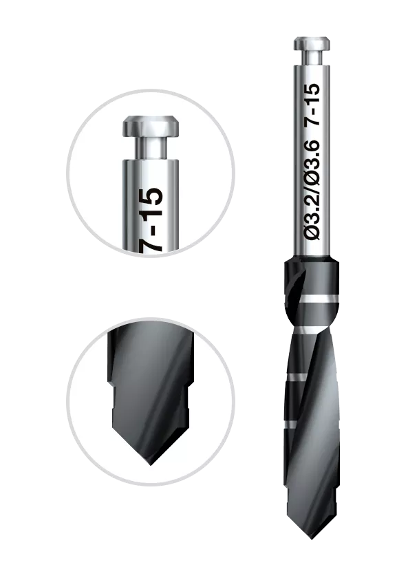 Twist Step Drill 3.2/3.6 x 7-15 mm Dental Drill NB Drills